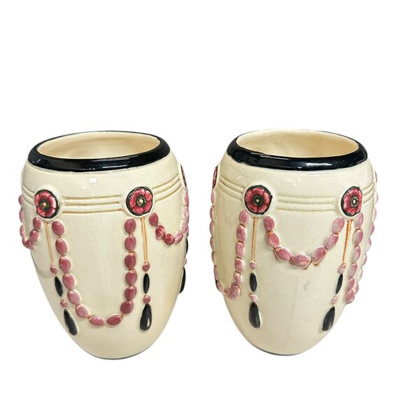 Pair of Antique 1920's Weller "Pearl" Art Vase Planter  7.25” Tall Beautiful - Picture 2 of 9